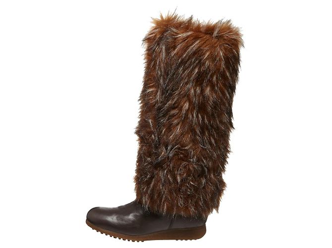 Tosca Blu - Botas lunares de couro marrom e pele sintética yeti Bege Castanho claro Castanho escuro
