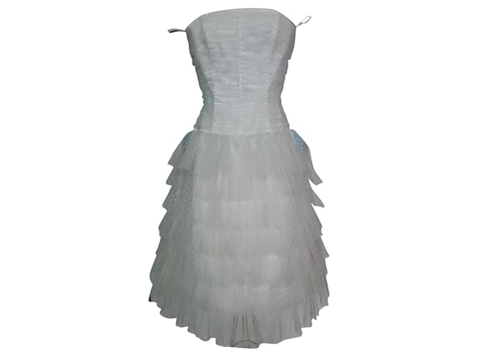 Guy Laroche - Lujoso vestido de noche sin tirantes para boda estilo tutú bailarina bailarina T pequeño 42 Blanco Tul  ref.389370