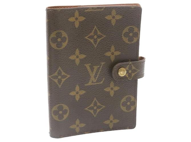 LOUIS VUITTON Monogram Agenda PM Day Planner Cover R20005 LV Auth yk2422 Castaño Lienzo  ref.389437