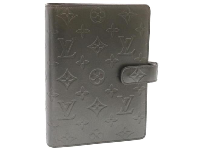 LOUIS VUITTON Monogram Mat Agenda MM Day Planner Cover Gray R20925 Auth yk2256 Grey Patent leather  ref.389503