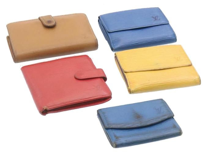Louis Vuitton Epi Wallet 5Set Blue Brown Red LV Auth yk2336 Multiple colors Leather  ref.389520