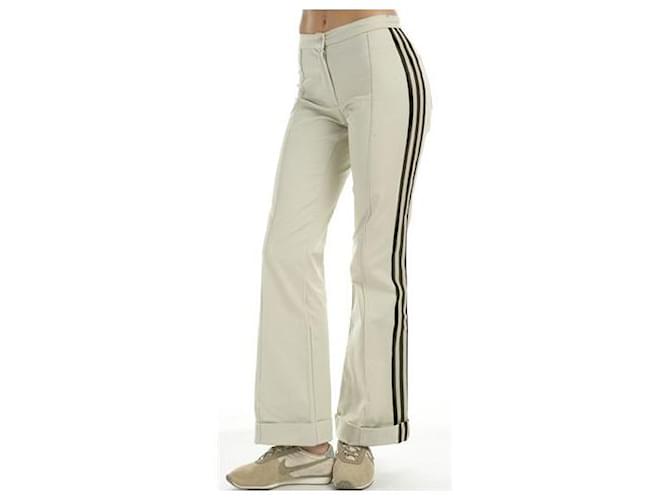 ADIDAS - MUY RARE - Pantalón clásico de calle lateral color crema crudo 3 bandas de cintura 38 Algodón Elastano  ref.389649