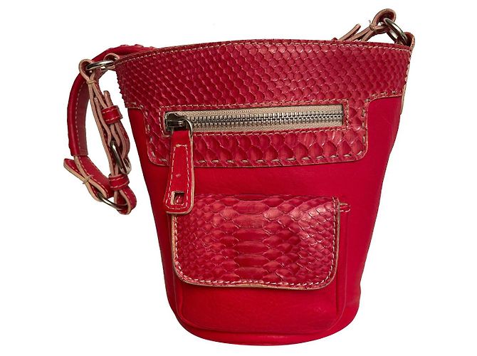 Nando Muzi Handtasche aus Leder und Python Rot