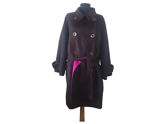 Escada Coats, Outerwear Purple Dark purple Wool Angora  ref.389677