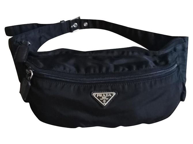 Prada Black Canvas Belt Bag