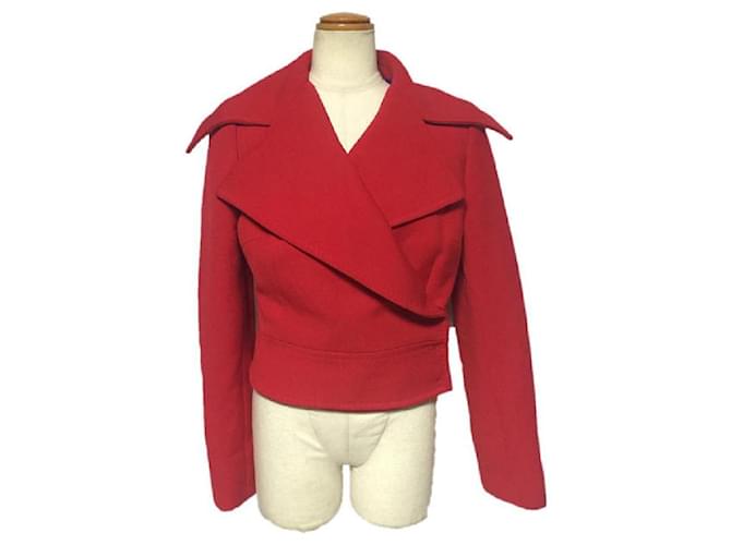 [Usagé] Dolce & Gabbana Veste en laine style design doublée pour femme Nylon Acetate Rouge Violet  ref.389861