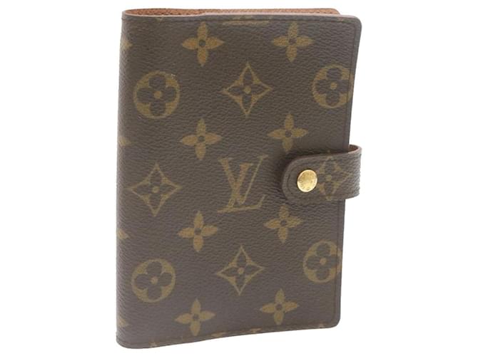 LOUIS VUITTON Monogram Agenda PM Day Planner Cover R20005 LV Auth yk2423 Marrom Lona  ref.390102