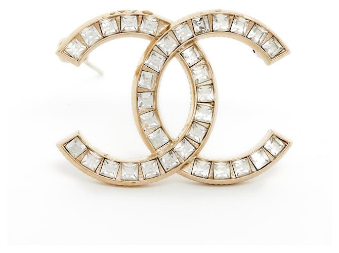 Chanel GOLDEN CC SQUARE RHINESTHONES M Dourado Metal  ref.390163