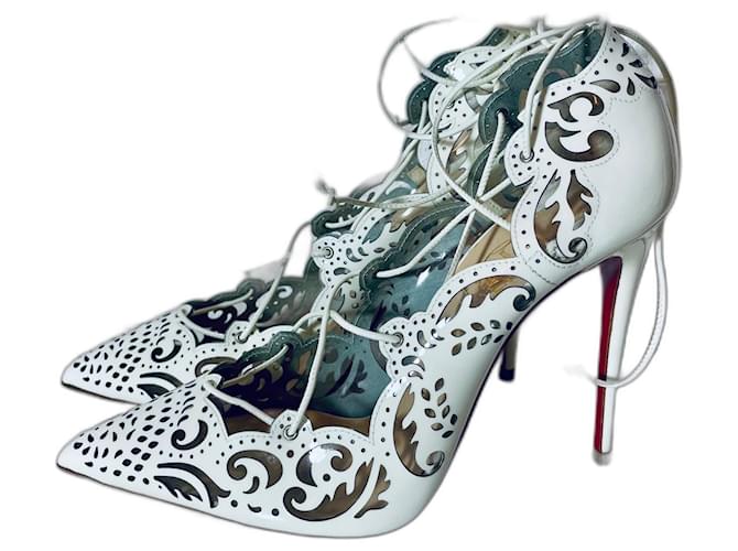 Christian Louboutin Impera 100 lace white Patent leather  ref.390172