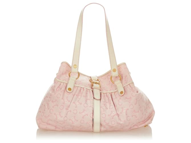 CÉLINE C MACADAM PINK CANVAS SHOULDER BAG - Still in fashion