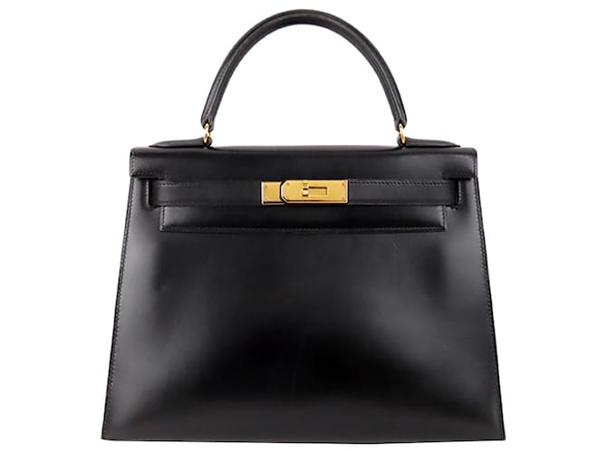 Hermès Hermes Black Box Calf Kelly 28 Leather Pony-style calfskin  ref.390476