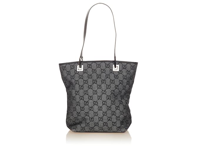 Borsa Gucci in tela GG grigia Nero Grigio Pelle Vitello simile a un vitello  Panno ref.390545 - Joli Closet