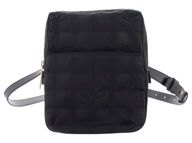 Chanel Black New Travel Line Canvas Crossbody Bag Leather Cloth Pony-style  calfskin Cloth ref.390551 - Joli Closet