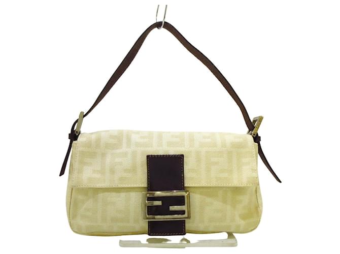 Baguette Baguete Fendi Bege Lona  ref.390718