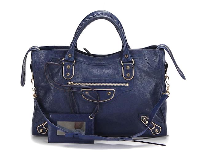 Balenciaga Motocross Classic City Edge Shoulder Bag in blue lambskin ref.390987 Joli Closet