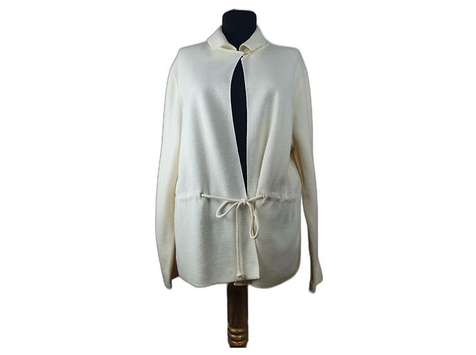 Rodier Cardigan Creme Wolle Acryl XL Roh