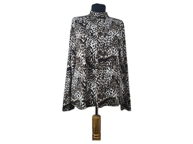 Blusa Christian Siriano con Estampado de Leopardo Viscosa