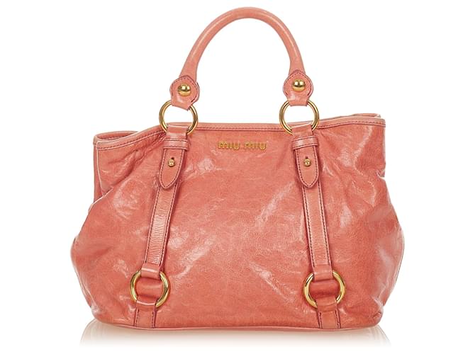 Pink Miu Miu Vitello Shine Satchel