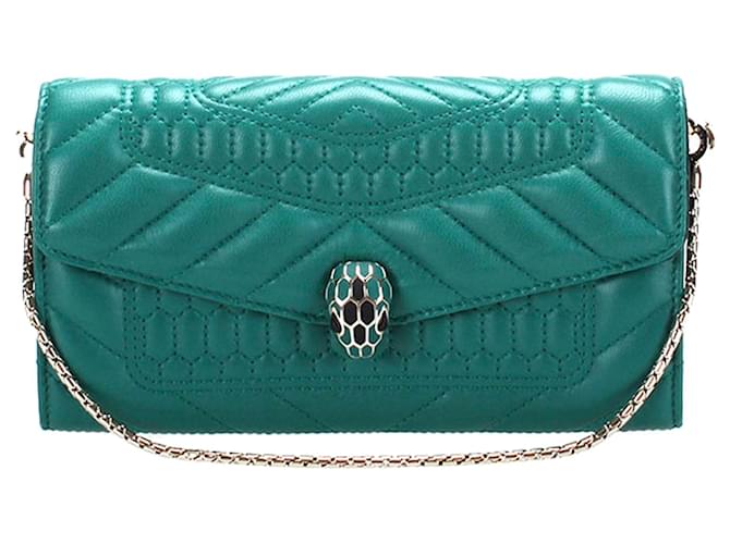 Bvlgari Serpenti Forever Wallet in Emerald Green with chain