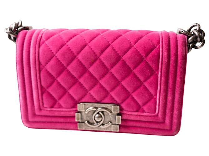 Le Boy Chanel Boy Rosa Veludo  ref.391437