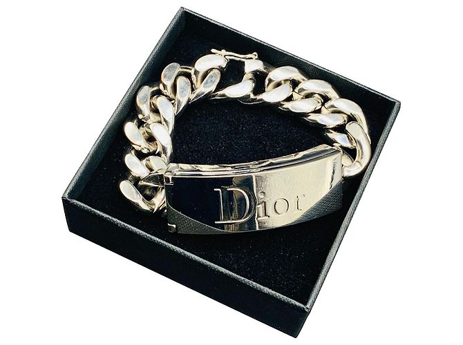 Anello accessorio borsa Dior con cristalli e specchio e catena grumetta Argento