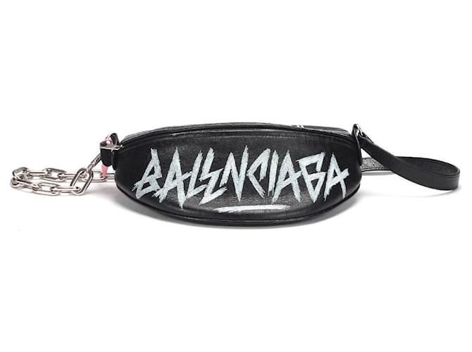 Balenciaga Graffiti Souvenir Belt Bag in black Lambskin ref.391677