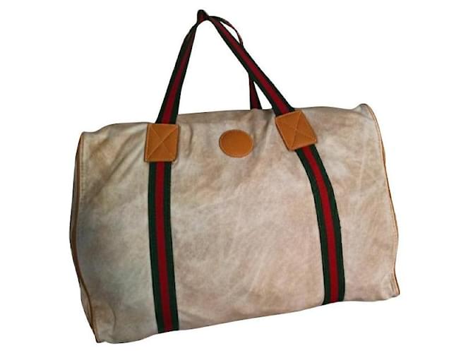 sac de week-end Gucci vintage Cuir Toile Multicolore  ref.391779
