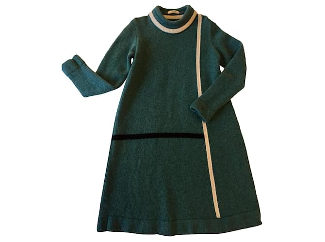 Bouchra Jarrar Vestido de lã corte A Verde claro  ref.391838