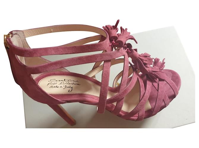 Santoni Sandals Fuschia Leather  ref.391916