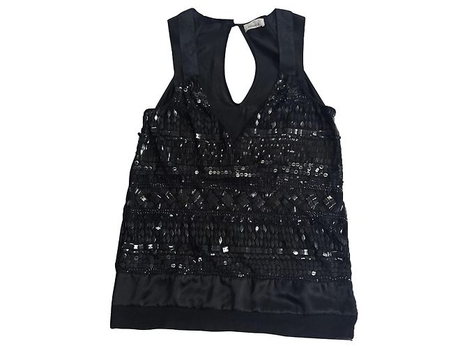 Top Nero con Paillettes a Incrocio Pinko
