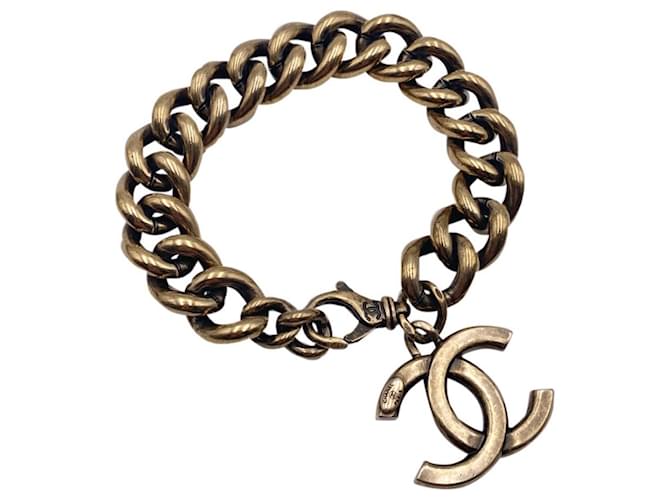 Bracelet chaîne Chanel CC neuf or antique Acier Doré  ref.392037