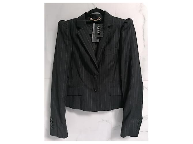 Gucci jacket with shoulder pads Dark grey Wool  ref.392089