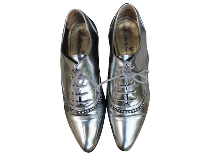 Lanvin p metallic oxford 39 Silvery Leather  ref.392094