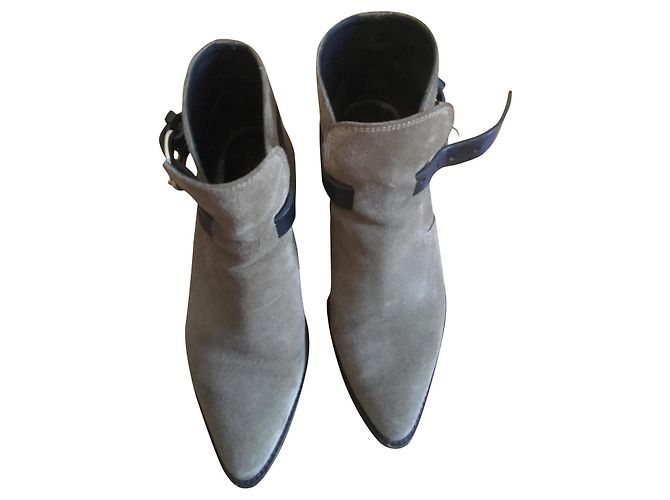 Isabel Marant Khaki Leather Ankle Boots 38