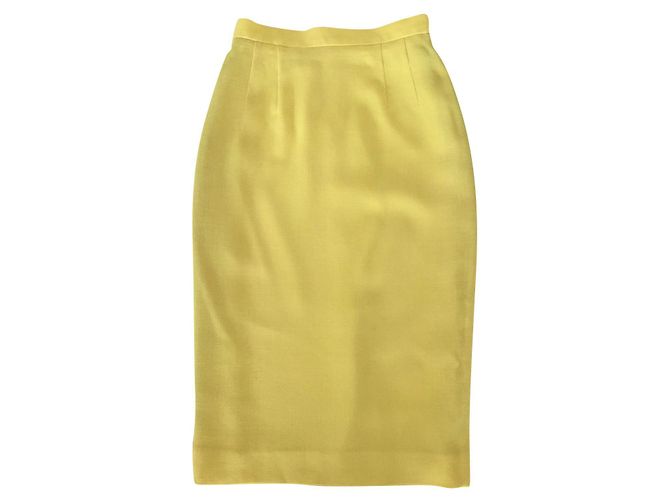 Kenzo Jupe crayon jaune citron en laine T.34-36