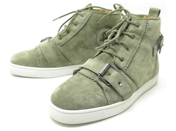 CHRISTIAN LOUBOUTIN NONO SHOES 3161145 39 GREEN SUEDE SNEAKERS SNEAKERS  ref.392158