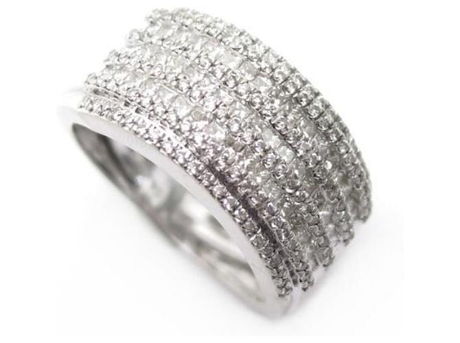 Autre Marque T ring56 set with 189 diamants 1.2 CT IN WHITE GOLD 18K 6.9GR GOLD DIAMONDS RING Silvery  ref.392199