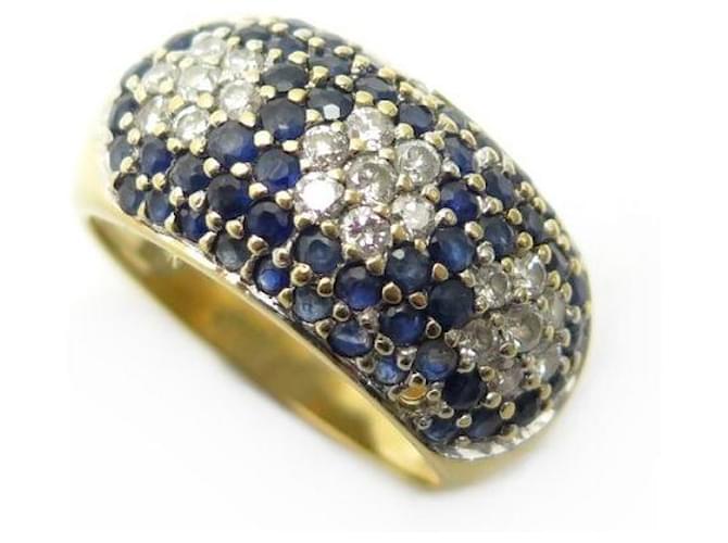 Autre Marque VINTAGE T RING53  In yellow gold 18K 7.9Gr 21 diamants 0.5ct 56 sapphires 1.9CT RING Golden  ref.392201