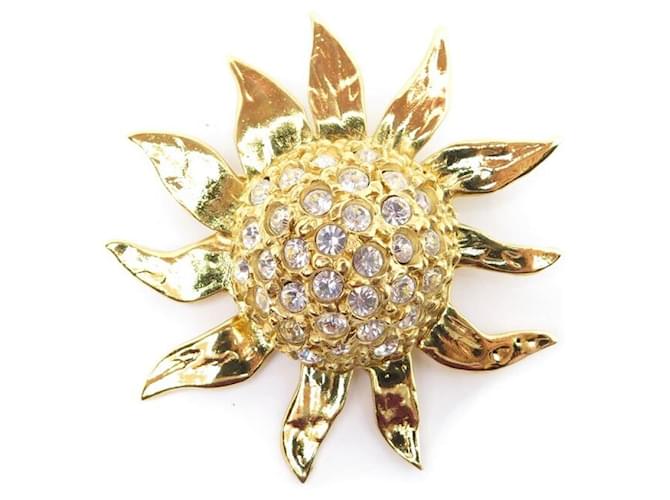Other jewelry NEW VINTAGE BROOCH YVES SAINT LAURENT FLOWER SUNFLOWER STRASS METAL GOLD BROOCH Golden  ref.392393