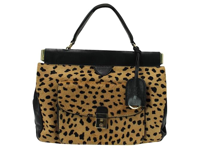 Tory Burch Leopard Print Calf Hair Bag Wool  - Joli Closet
