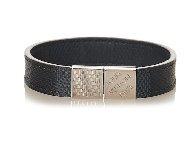 Louis Vuitton Black Damier Graphite Pull It Bracelet Grey Cloth