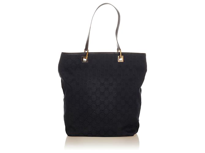 gucci canvas tote black