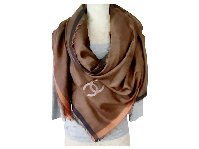 Chanel Schals Blau Bronze Kaschmir