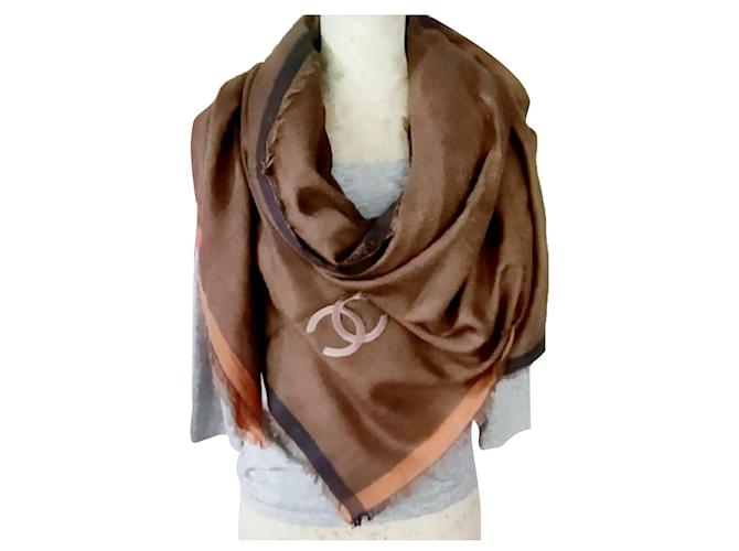 Chanel sciarpe Blu Bronzo Cachemire