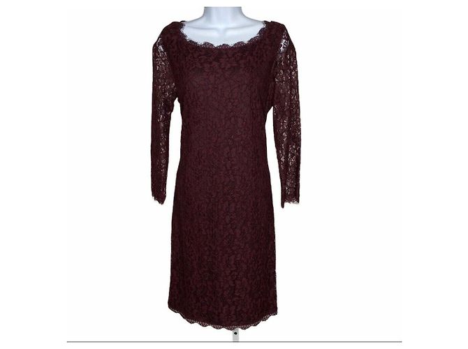 Diane Von Furstenberg Vestido de encaje burdeos Zarita de DvF Púrpura