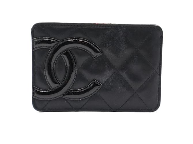 Chanel Schwarze Brieftasche mit Cc-Steppung Leder  ref.393120
