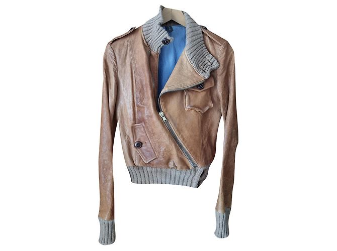 Autre Marque A-Priorité Lederjacke Taupe