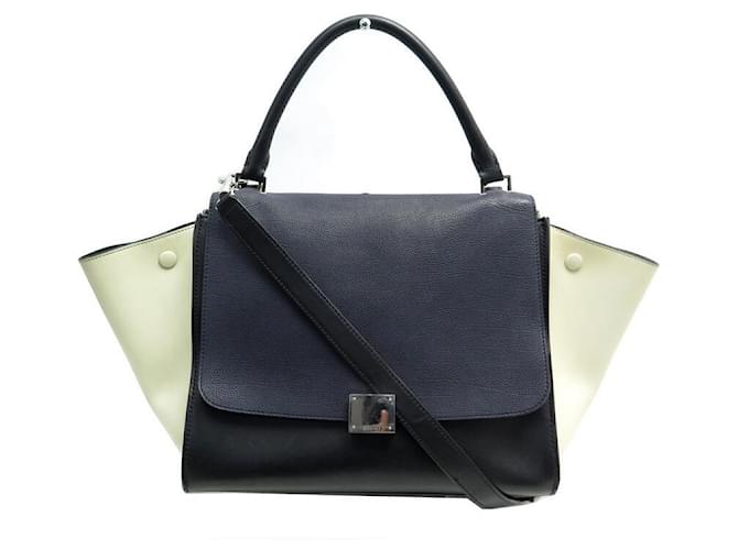 Céline CELINE TRAPEZE MM HANDBAG IN BLACK BLUE BEIGE TRICOLOR LEATHER HAND BAG  ref.393371