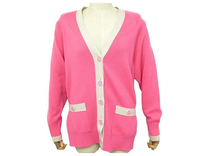 NEW CHANEL PULLOVER LONG CARDIGAN P53235 l 42 PINK CASHMERE SWEATSHIRT  ref.393416