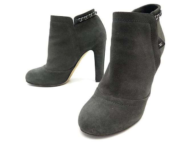 NOVO CHANEL BOOTS G29928 40 GREY SUEDE NOVAS SAPATAS BOOTS Cinza Suécia  ref.393427